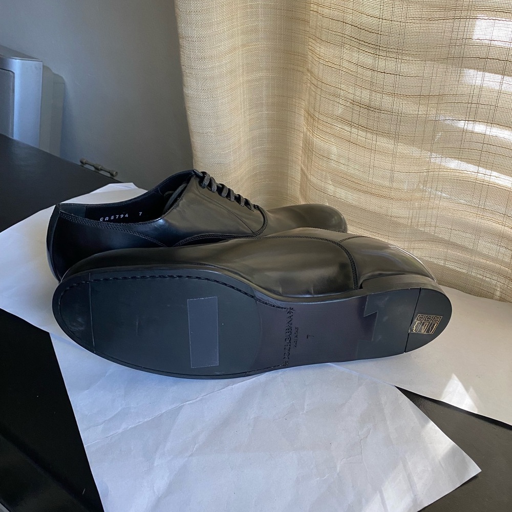 Dolce & Gabbana Black Leather Men's Dress Shoes laced oxfords 7 loafers derby’s - Picture 8 of 9